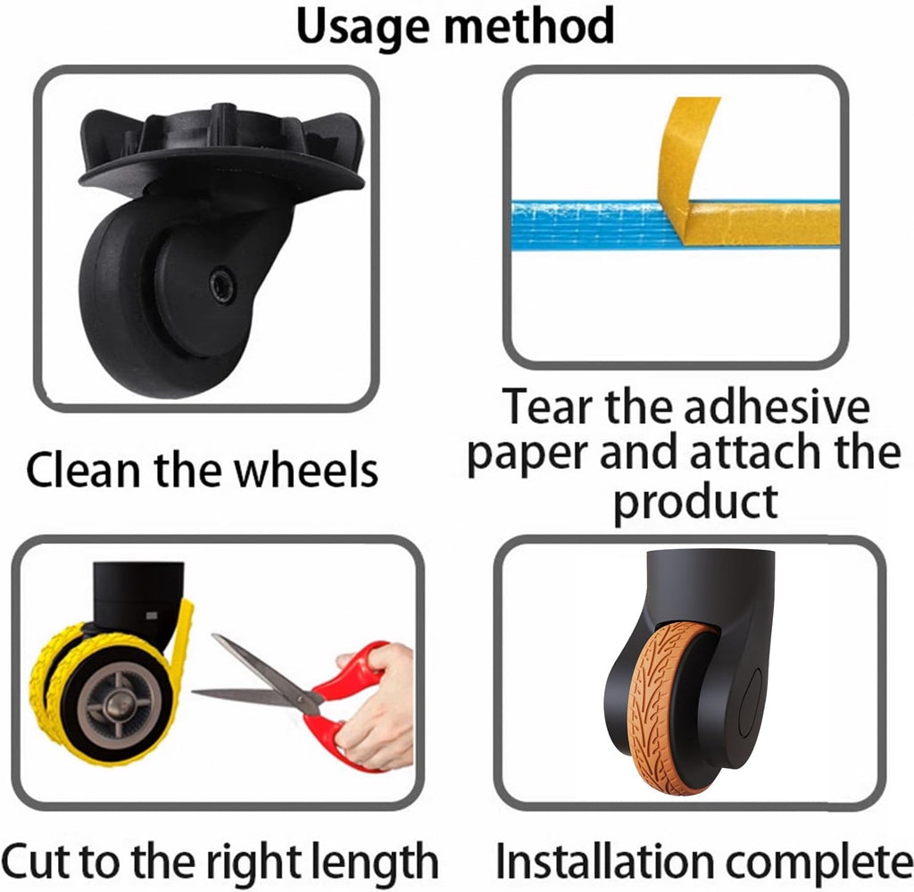 10 Pcs Luggage Wheels Covers Silicone, Suitcase Wheel Covers, Cuttable Silicone Luggage Wheel Protector, Silent Noise Reduction Shock for Spinner Wheel Suitcases or Office Chair Caster Black Px