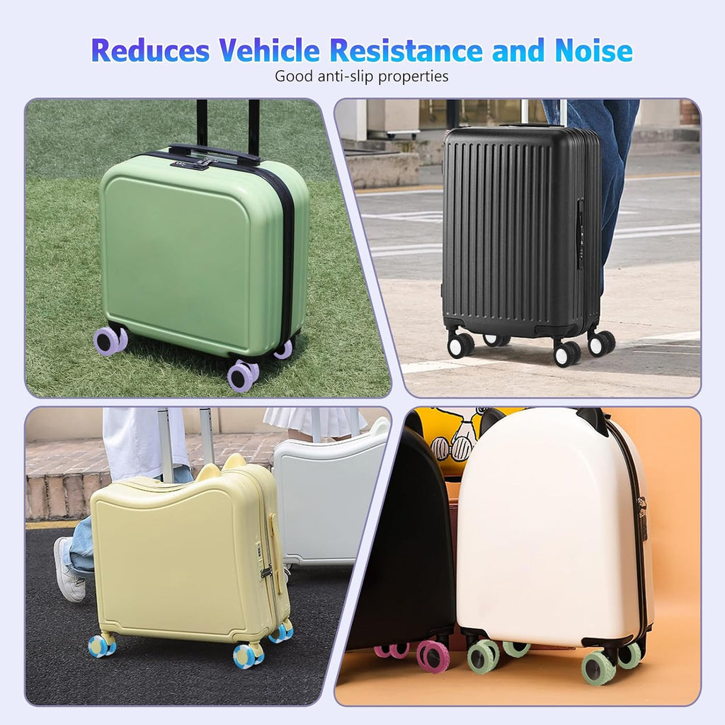 16Pcs Luggage Wheel Covers,Silicone Suitcase Cover for 2-2.4'' Spinner Wheel, Carry On Luggage Wheels Protector,Upgrade Suitcase Wheels Protective,Essential Travel Accessories(Black)