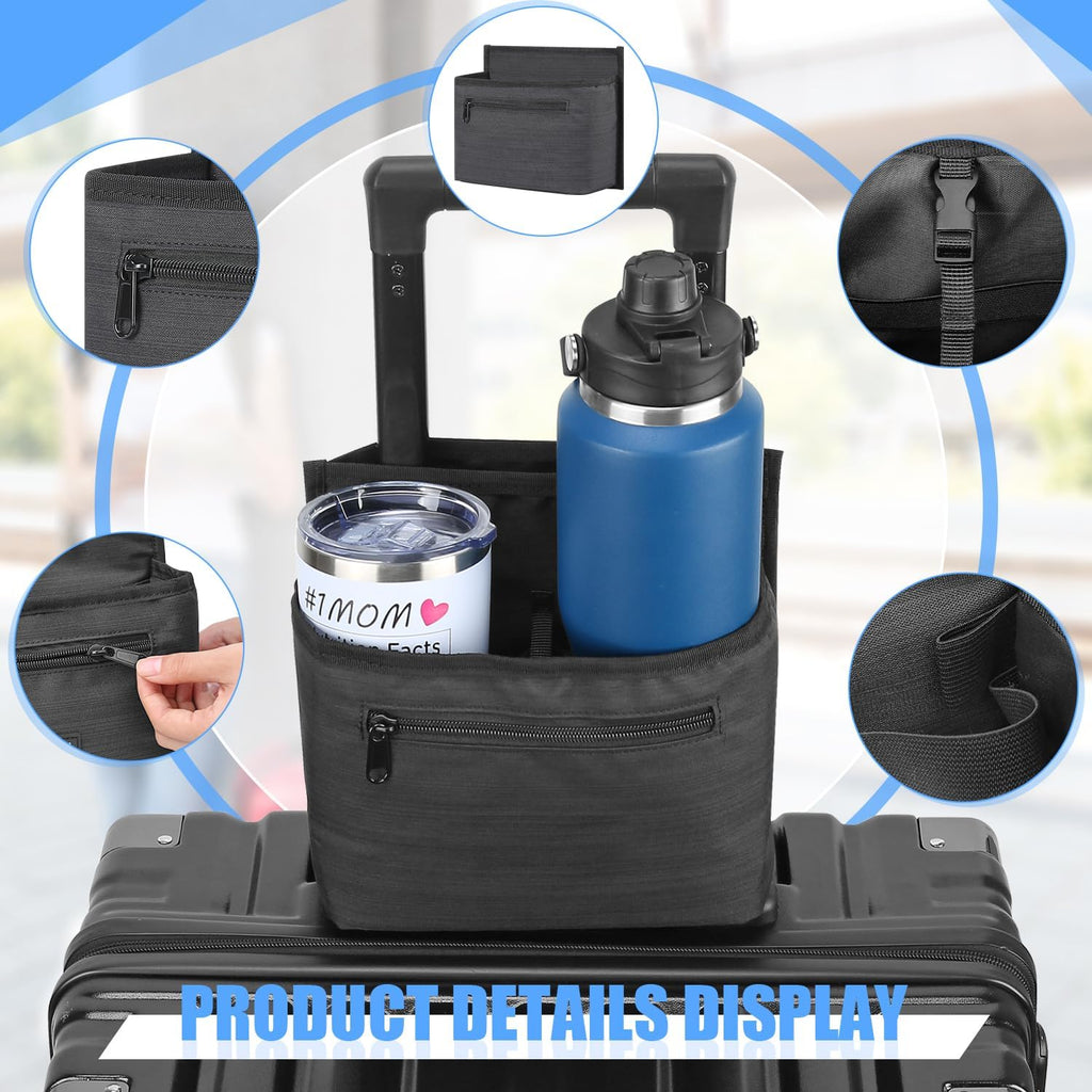 Luggage Travel Cup Holder for Suitcase, Drink Carrier for Coffee Tumblers | Foldable Luggage Accessories, Drink Holder for Travel Essentials, Traveler Carry on Hands Free Accessory, Gifts for Flight