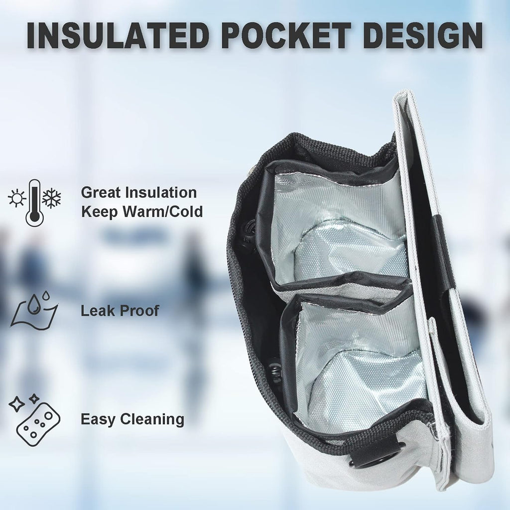 Luggage Travel Cup Holder with Luggage Straps (20oz/24oz/ diameter less than 3.15") Free Hand Drink Caddy Beverage Holder Fits Roll on Suitcase Handles Light Grey