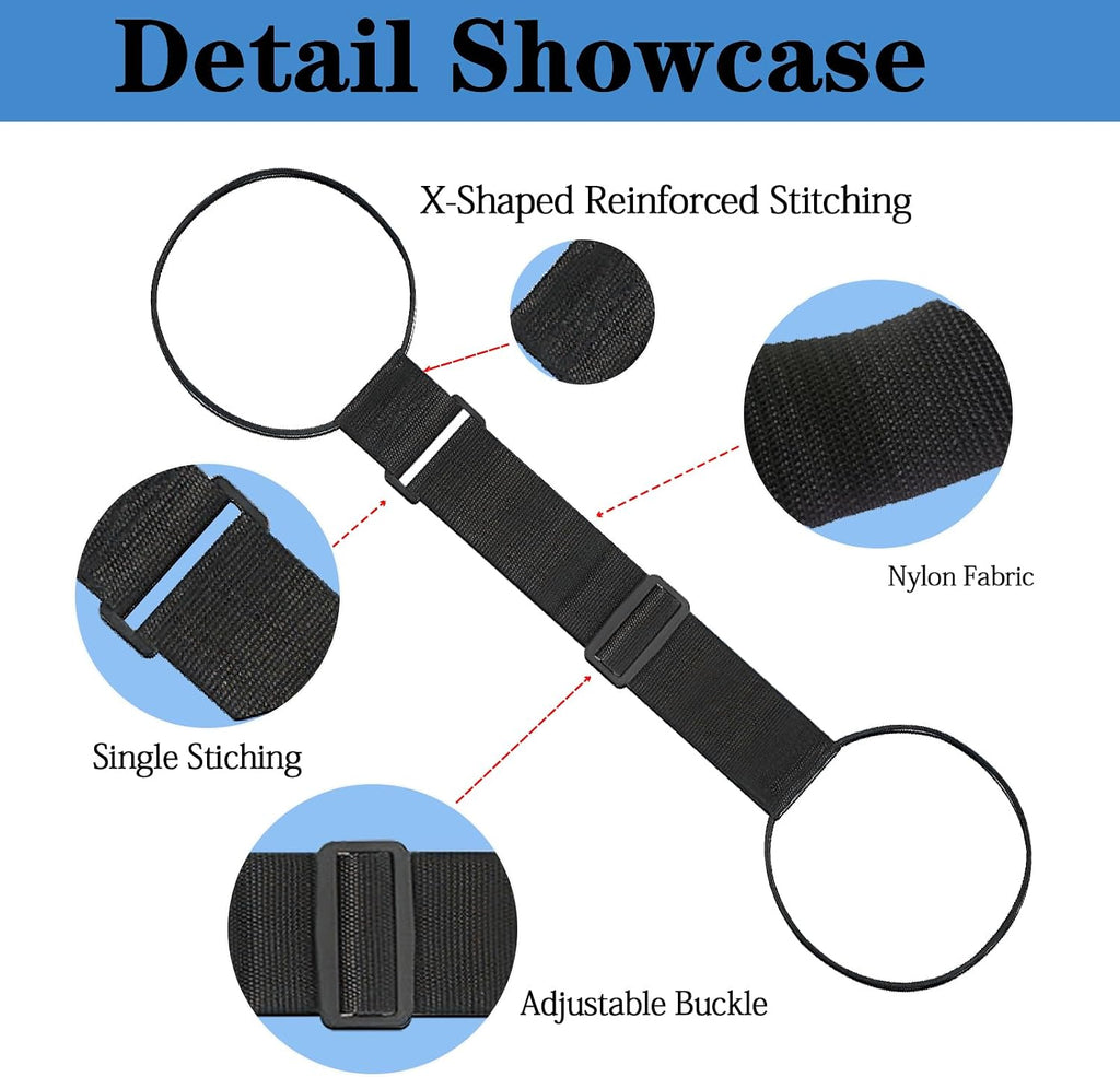 6PCS Multi Use Strong Adjustable Luggage Connector Straps, Add a Bag Easy to Travel Suitcase Elastic Strap Belt for Secure Stacking, Hands-Free Travel & Bag Attachment (Black)
