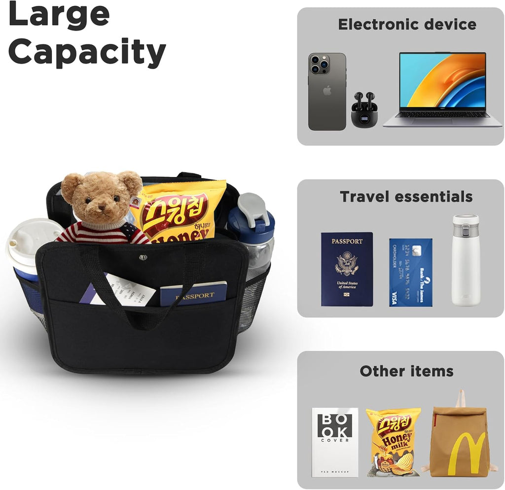 Large Luggage Travel Cup Holder for Suitcase Travel Drink Carrier Caddy | with Big Storage Compartment, Hands-Free Oversized Travel Organizer