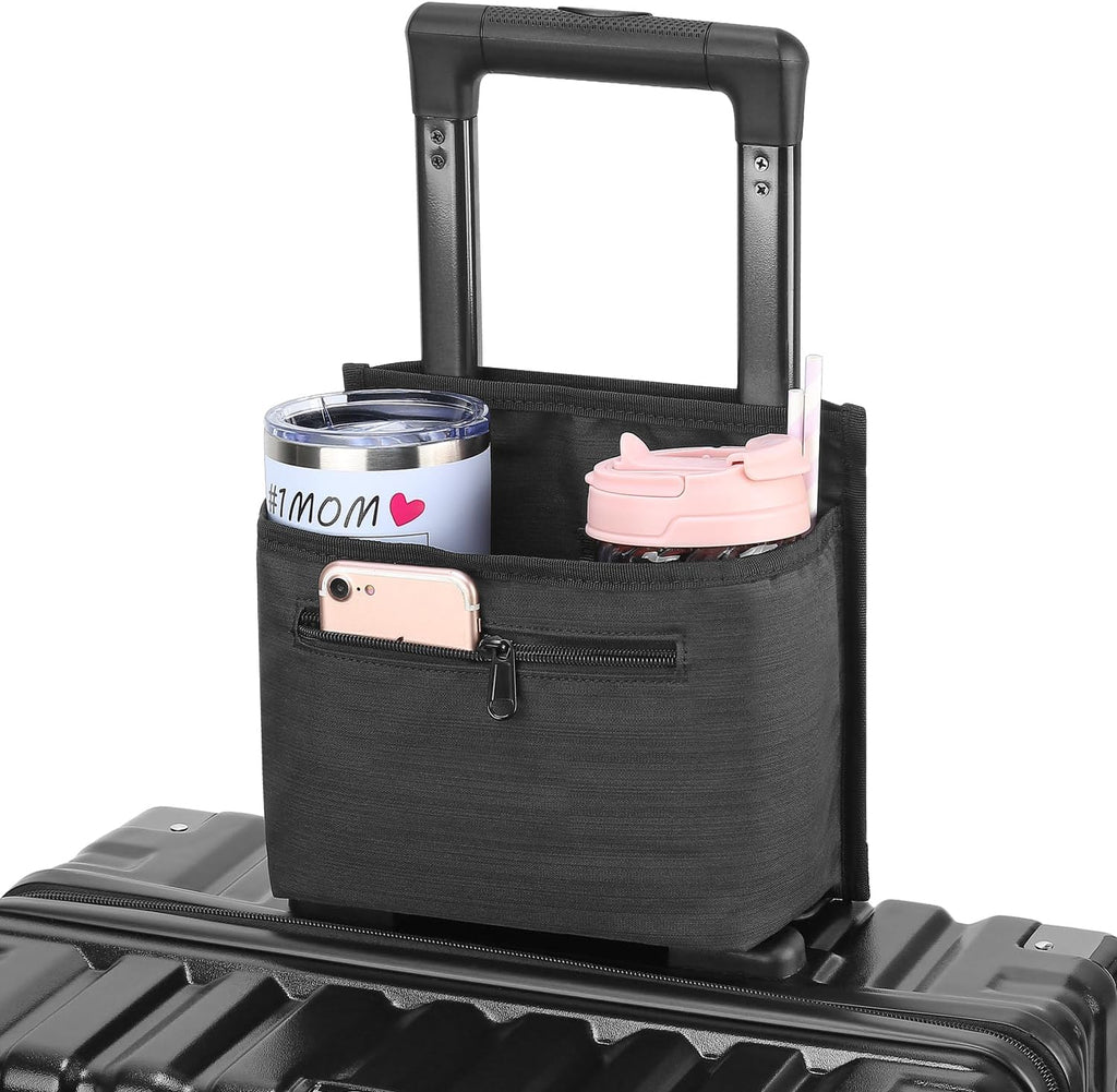Luggage Travel Cup Holder for Suitcase, Drink Carrier for Coffee Tumblers | Foldable Luggage Accessories, Drink Holder for Travel Essentials, Traveler Carry on Hands Free Accessory, Gifts for Flight