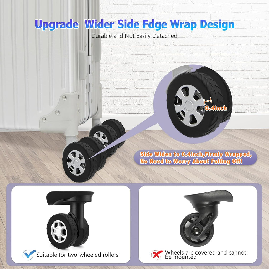 16Pcs Luggage Wheel Covers,Silicone Suitcase Cover for 2-2.4'' Spinner Wheel, Carry On Luggage Wheels Protector,Upgrade Suitcase Wheels Protective,Essential Travel Accessories(Black)