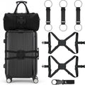 6 Pack Adjustable Luggage Straps with Water Bottle Clips, Black | Elastic bungee design, for suitcases backpacks and carry-ons, secures extra bags and bottles, compact travel accessory