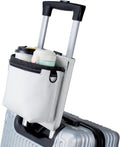 Luggage Travel Cup Holder with Luggage Straps (20oz/24oz/ diameter less than 3.15") Free Hand Drink Caddy Beverage Holder Fits Roll on Suitcase Handles Light Grey