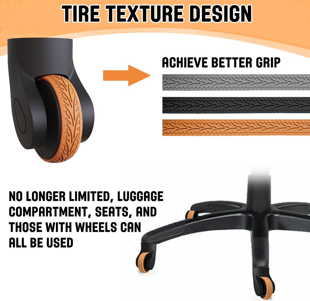 10 Pcs Luggage Wheels Covers Silicone, Suitcase Wheel Covers, Cuttable Silicone Luggage Wheel Protector, Silent Noise Reduction Shock for Spinner Wheel Suitcases or Office Chair Caster Black Px