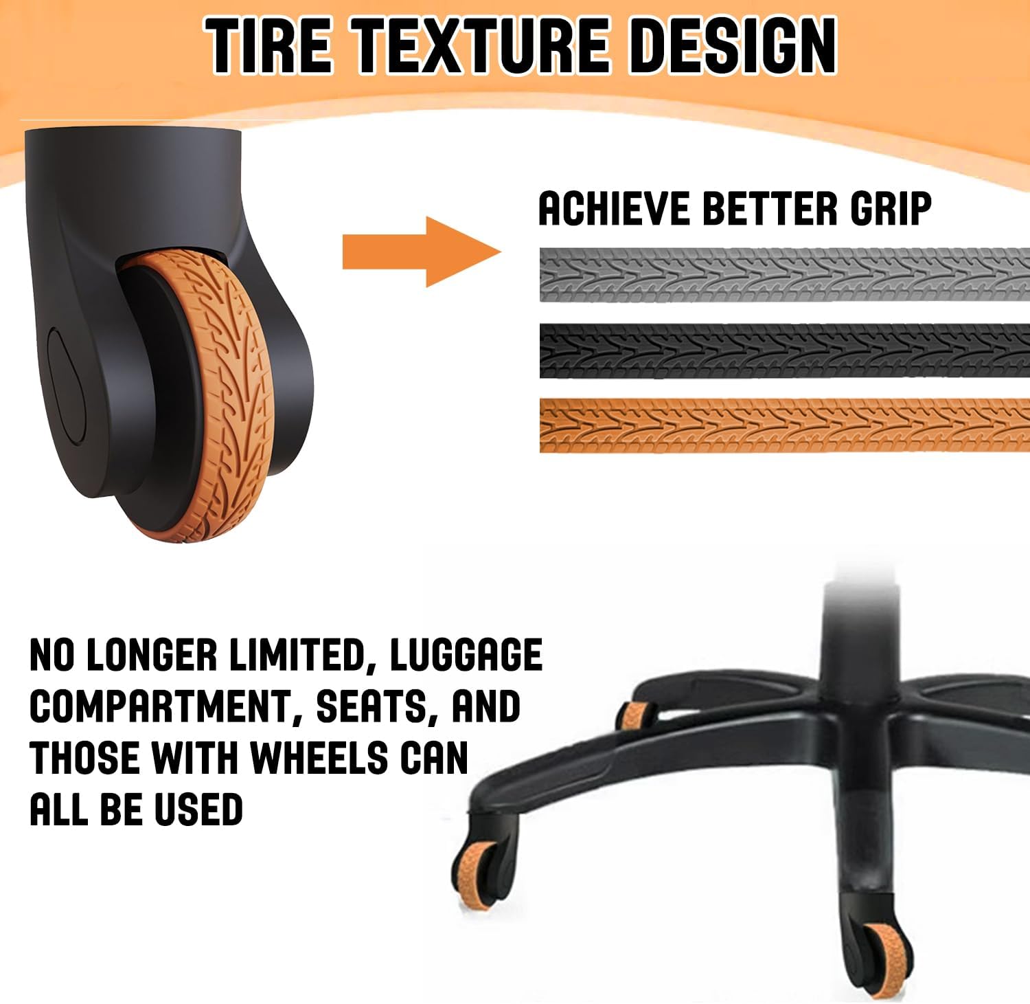 10 Pcs Luggage Wheels Covers Silicone, Suitcase Wheel Covers, Cuttable Silicone Luggage Wheel Protector, Silent Noise Reduction Shock for Spinner Wheel Suitcases or Office Chair Caster Black Px
