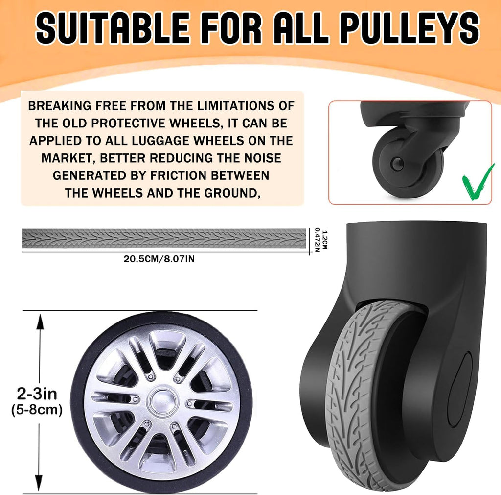 10 Pcs Luggage Wheels Covers Silicone, Suitcase Wheel Covers, Cuttable Silicone Luggage Wheel Protector, Silent Noise Reduction Shock for Spinner Wheel Suitcases or Office Chair Caster Black Px