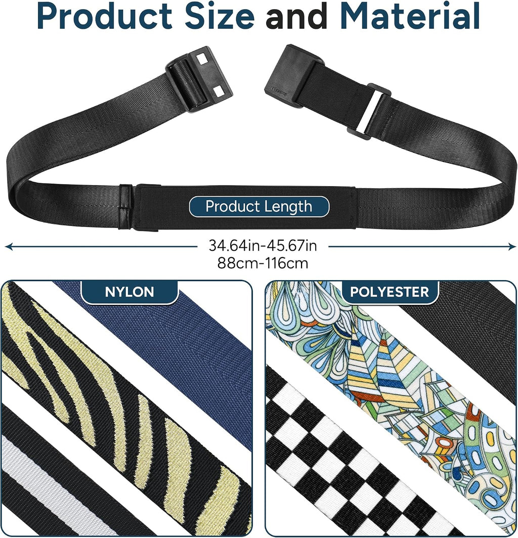 Magnetic Quick Release Luggage Straps Black | Magnetic Buckle; TSA-Lock Travel Belt ; Heavy-Duty Nylon; Quick Release; Hands-Free, Lightens Load, Secures Multiple Bags