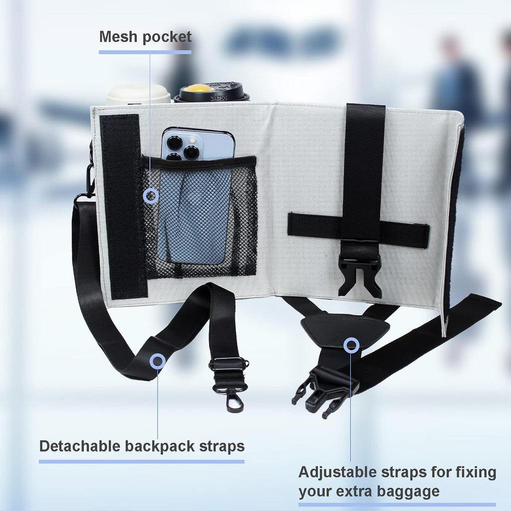 Luggage Travel Cup Holder with Luggage Straps (20oz/24oz/ diameter less than 3.15") Free Hand Drink Caddy Beverage Holder Fits Roll on Suitcase Handles Light Grey