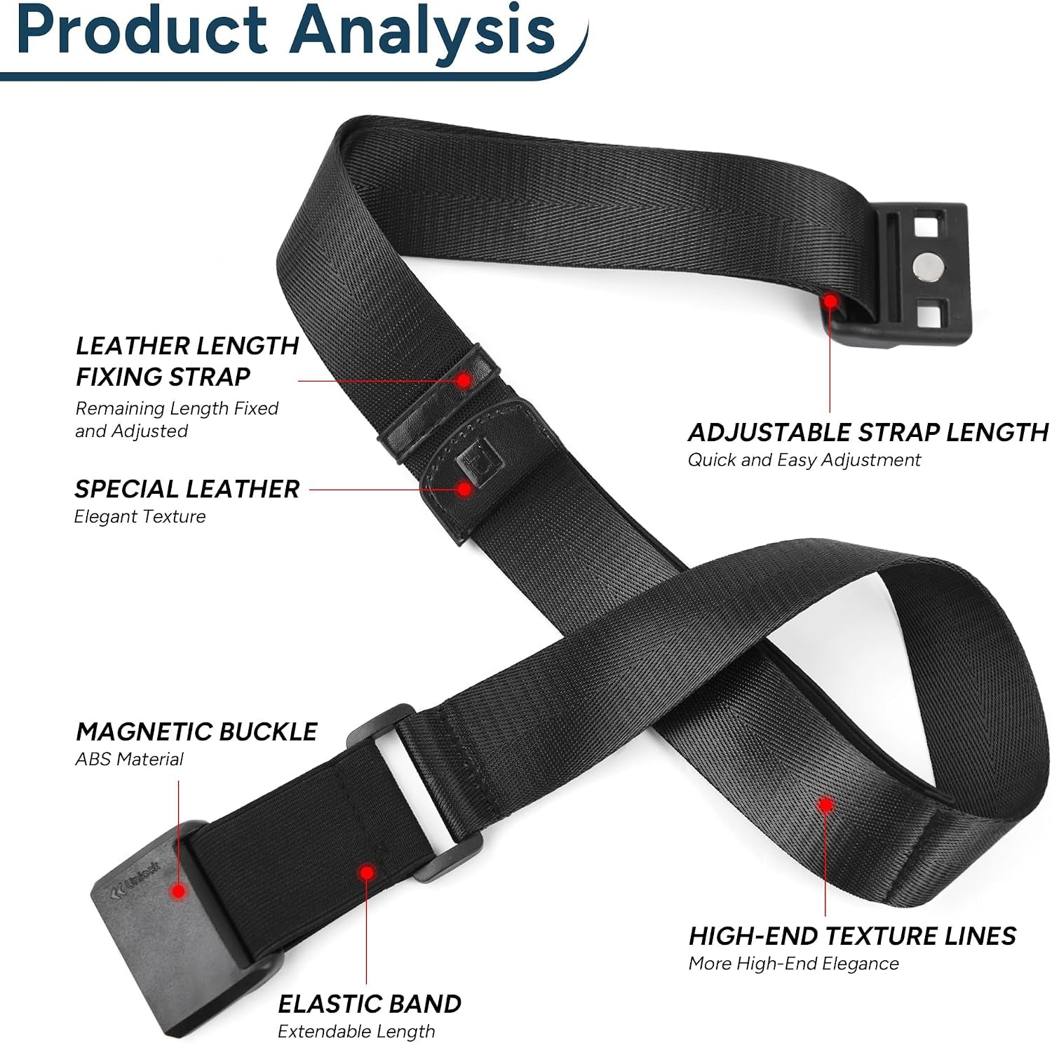 Magnetic Quick Release Luggage Straps Black | Magnetic Buckle; TSA-Lock Travel Belt ; Heavy-Duty Nylon; Quick Release; Hands-Free, Lightens Load, Secures Multiple Bags