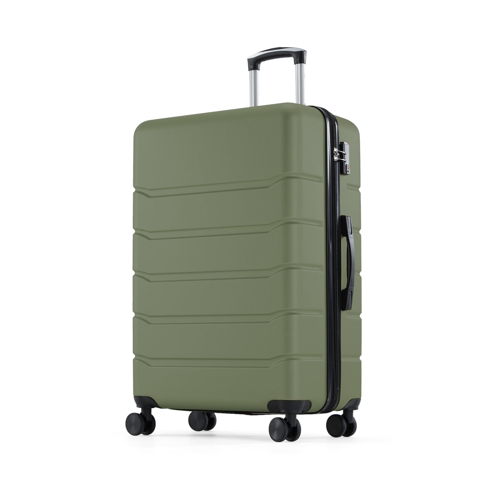 20 Inch Carry-On Luggage, Hardside Suitcase with Spinner Wheels, Lightweight ABS Hard Shell Travel Luggage, TSA Approved Lock, Expandable Small Suitcase for Business & Travel–Olive Green
